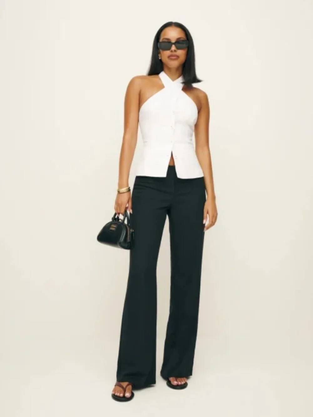NWOT Reformation Tate Linen Top in White Sleeveless Halter Size 4